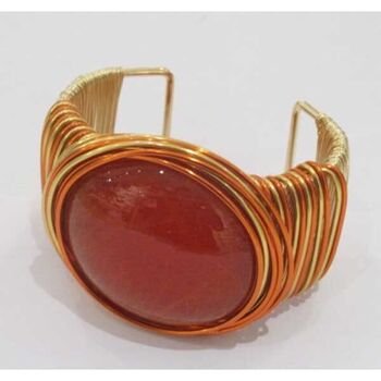 bracelet bijoux spirale orange dore