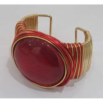 bracelet doré spirales résine rouge
