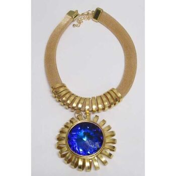 Bijoux doré soleil cristal bleu