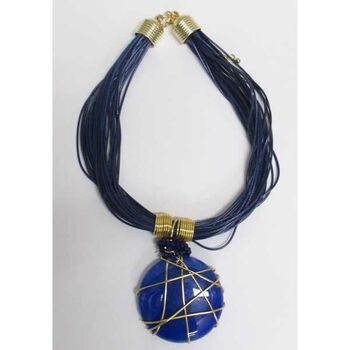 blue pebble woven necklace jewelry