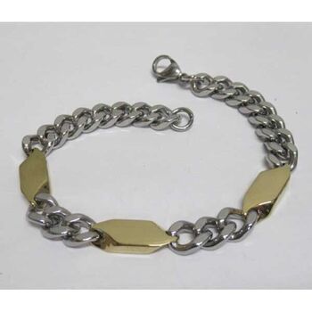 bracelet homme épi dore maille argentee acier  inoxydable