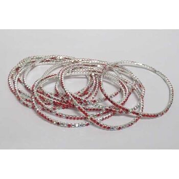 bracelet strass rouge blanc pack de 12