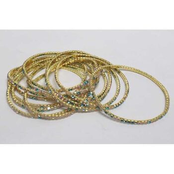 bracelet bijoux strass doré bleu