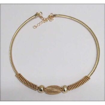 Collier bijoux cerceau tresse metal doré