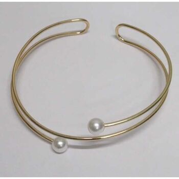 Gold beaded hoop necklace