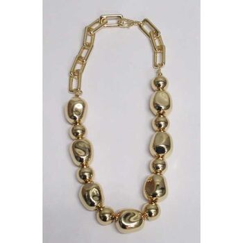 fancy gold bead and pebble necklace
