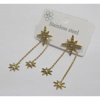 gold-tone rhinestone star steel earrings