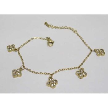 bijoux bracelet trèfle strass en acier