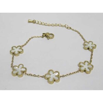 bijoux bracelet trèfle nacre en acier