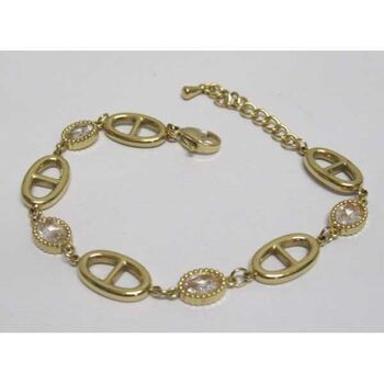 bracelet chaine maillon ancre cristal en acier