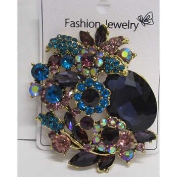 crystal brooch jewelry, purple and blue layered