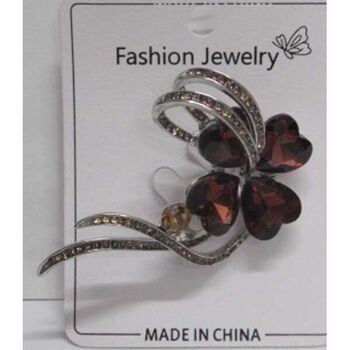 Shooting crystal clover brooch