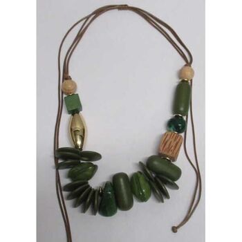 Bijoux Collier court rondelles bois et résine