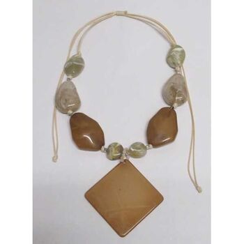 Women's jewelry beige resin diamond pendant