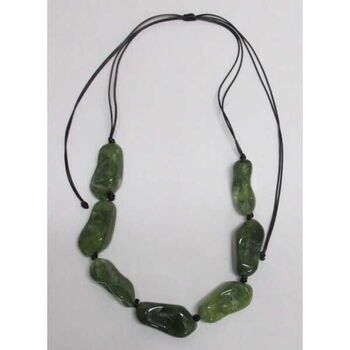 Resin elongated pebbles green jewelry