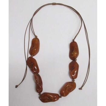 Galets résine marron collier femme