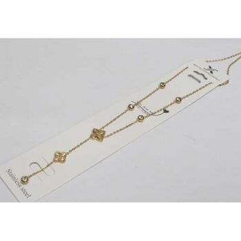 Steel descending clover pendant necklace