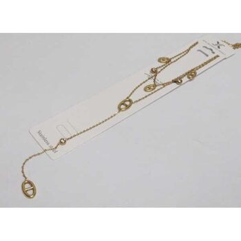 double chain marine link necklace in steel