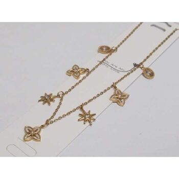 bijoux collier court trèfles étoile cristal en acier inoxydable