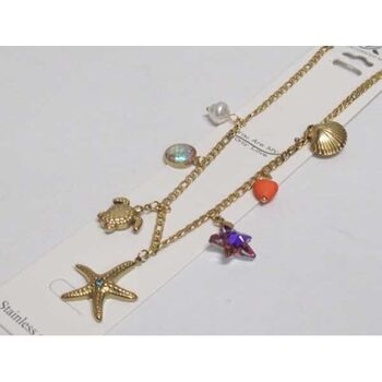 Starfish and Turtle Shell Pendant Necklace Jewelry