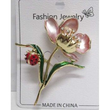 Ladybug flower brooch
