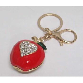 red apple heart rhinestone keychain jewelry