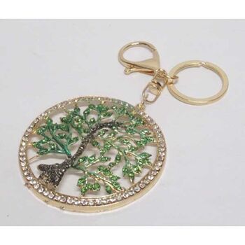bijoux porte clé arbre de vie doré vert