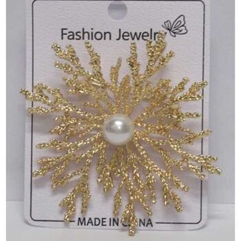 jewelry pins pearl golden foliage