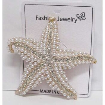 Gold-plated pearl starfish brooch pin