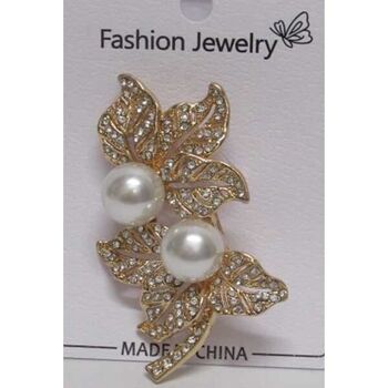 double pearl flower branch brooch in gold