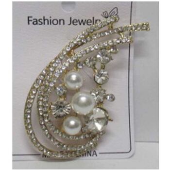 gold rhinestone brooch with pearl