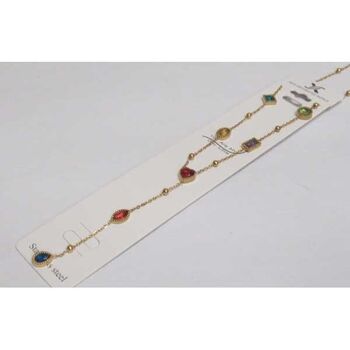 bijoux collier coeur cristal couleurs divers formes en acier