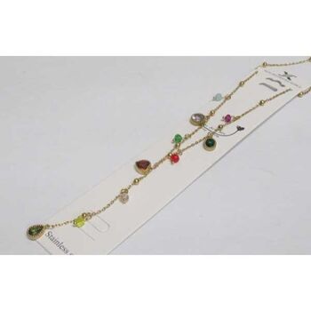 bijoux collier cristal couleurs et breloques en acier