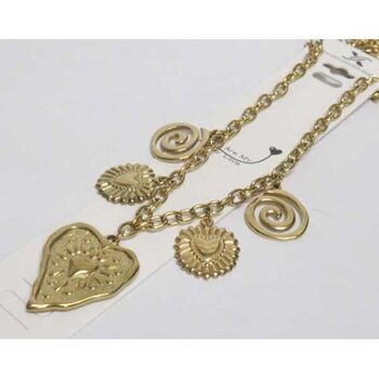 bijoux collier acier doré spirales gros coeur