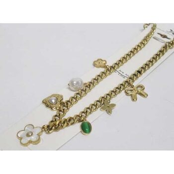 bijoux acier collier chaine maille gri gri fleurs noeud