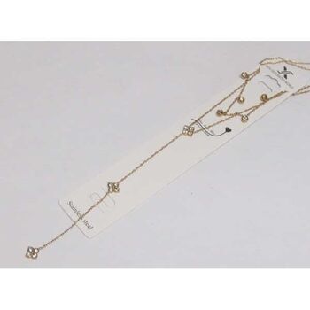 Steel Y-shaped jewelry with double clover chain