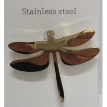 Gold-plated steel dragonfly brooch jewelry
