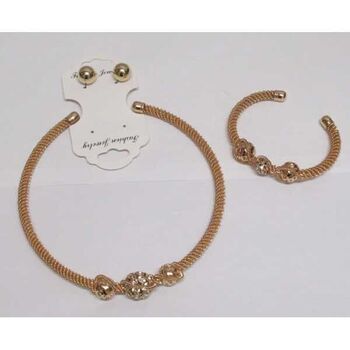 bijoux cerceau 3 boules bracelet et boucle oreille