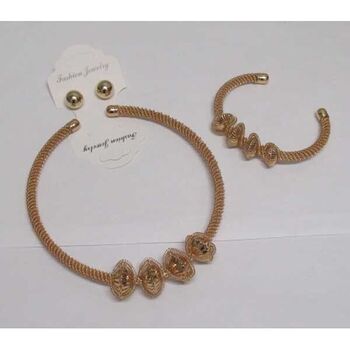 bijoux 3 pièces collier cerceau, bracelet et boucle oreille