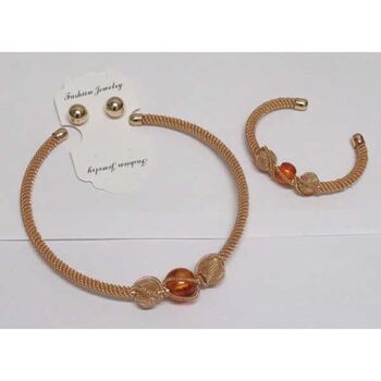 bijoux collier cerceau boule résine, bracelet et boucle oreille