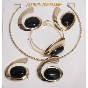 Ensemble bijoux cerceau résine noire