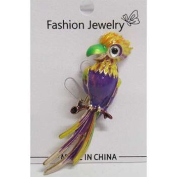 Enamelled bird branch brooch jewelry