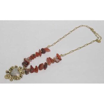 bijoux collier acier cailloux pendentif soleil