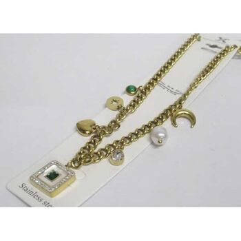 bijoux collier maille carré cristal vert en acier