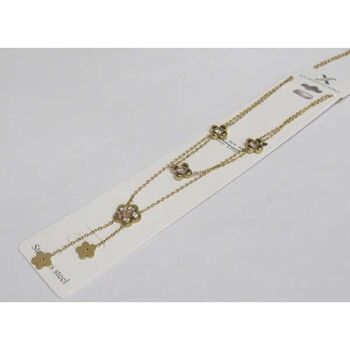 bijoux collier double pétale fleur cristal acier