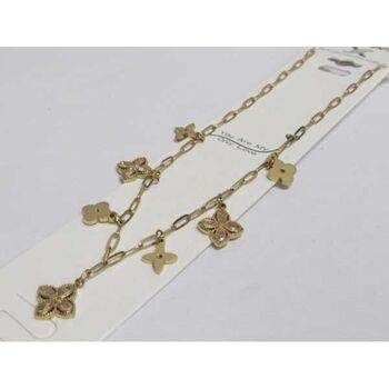 bijoux collier maillon trèfle et fleur acier inoxydable