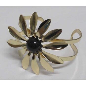 bijoux manchette marguerite résine noire