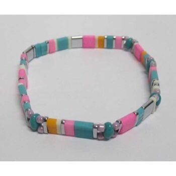 Bracelet made of Japanese glass beads in pastel shades
