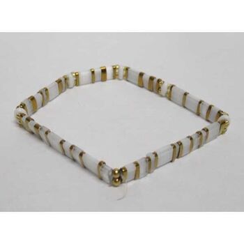 Gold and white Japanese glass bead bracelet