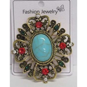 vintage antique gold turquoise brooch pin